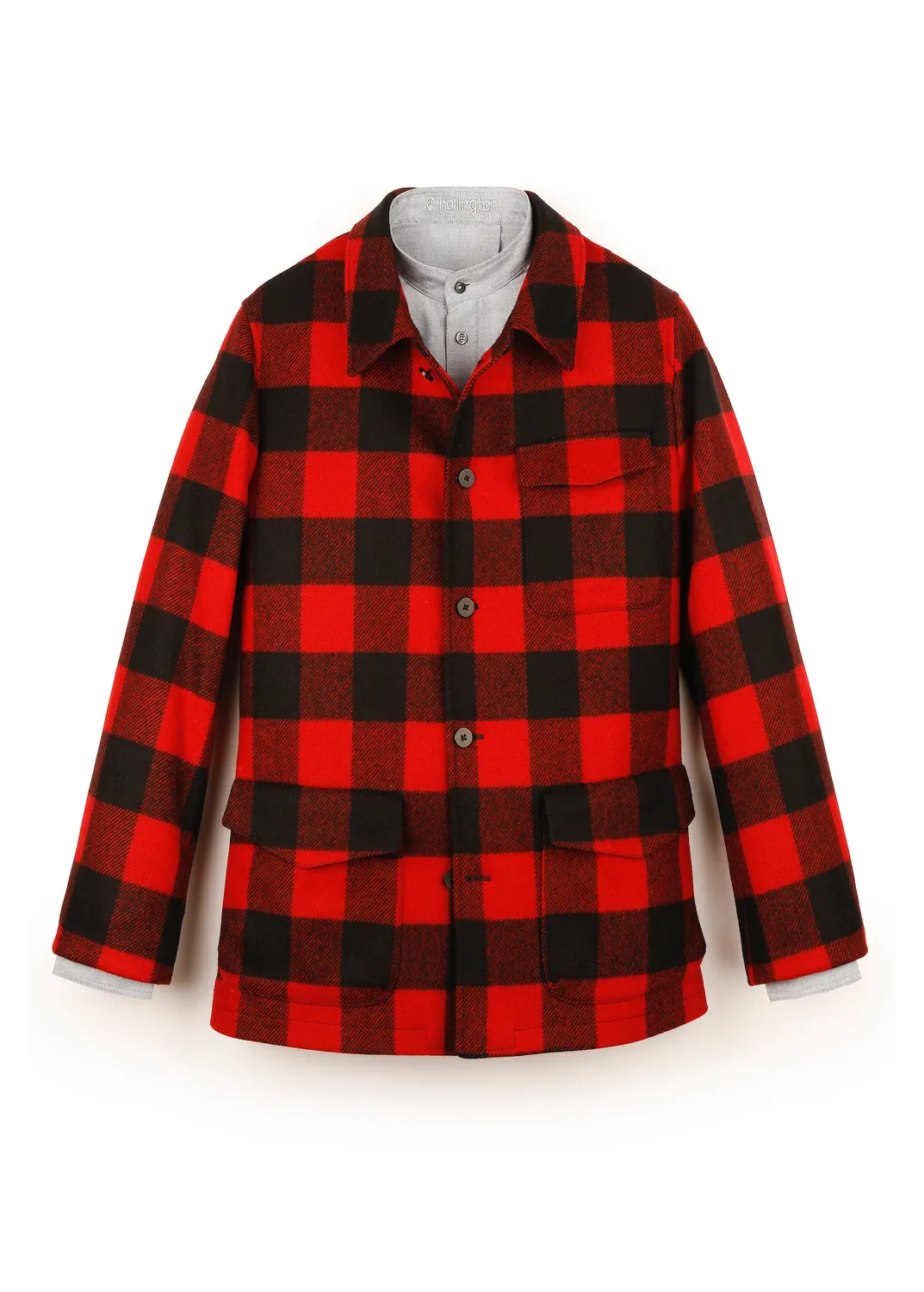Hollington Odéon veste carreaux rouge noir laine