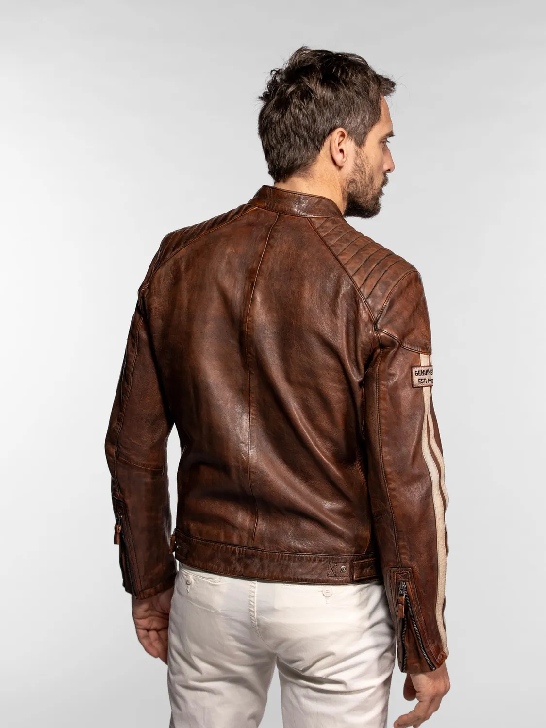Daytona Corning blouson moto cuir navy tannage végétal