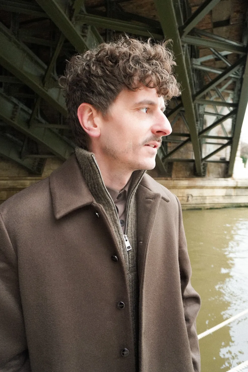 Lebrun Manteau Long Marron Chocolat Laine Cachemire Homme