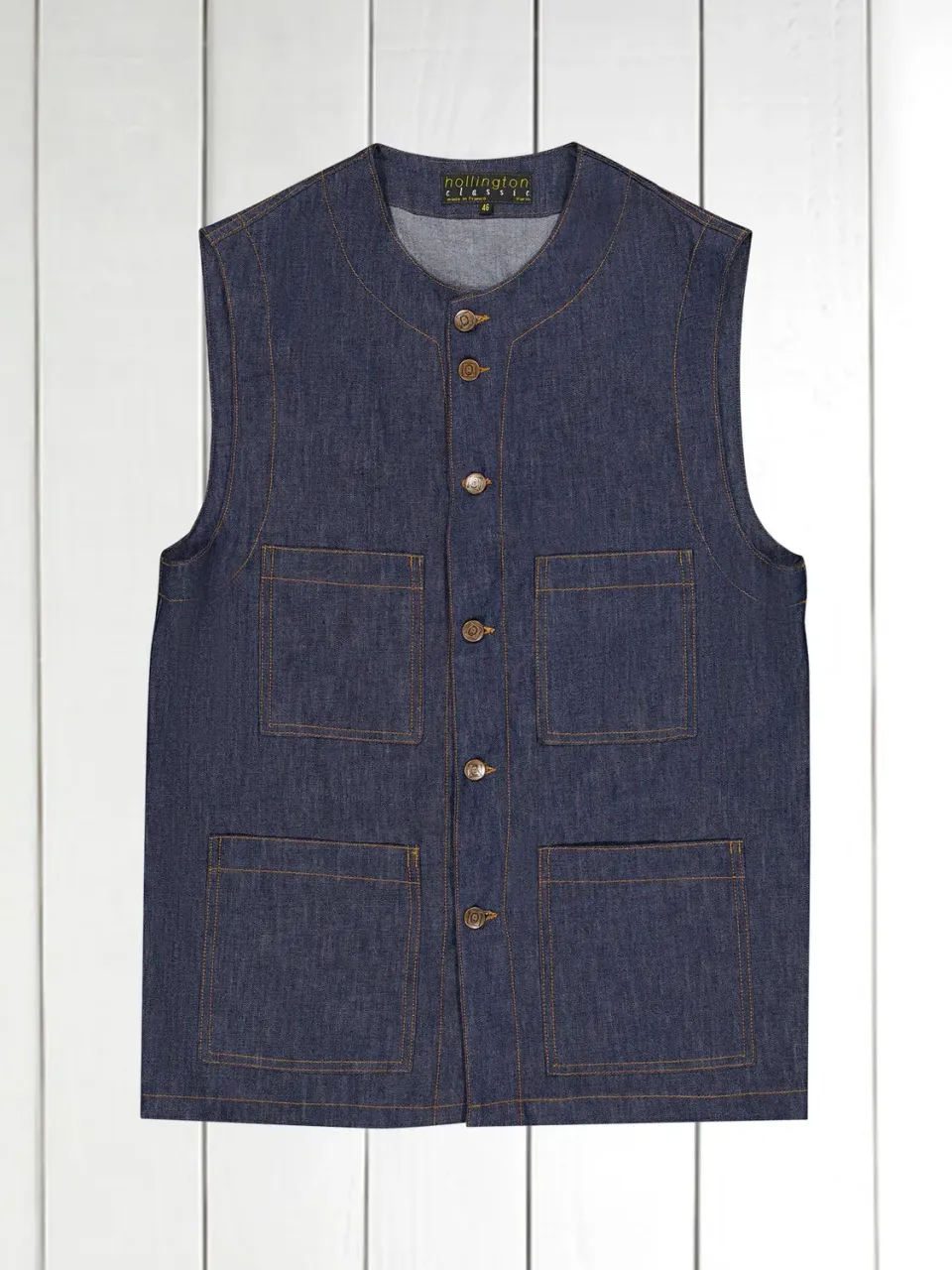 HOLLINGTON Indigo veste sans manches denim taille 44