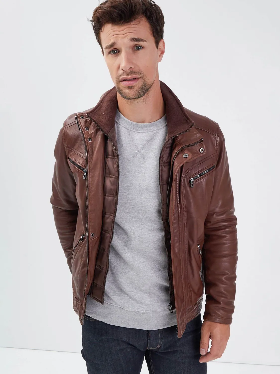Daytona Falconero blouson cuir noir col montant