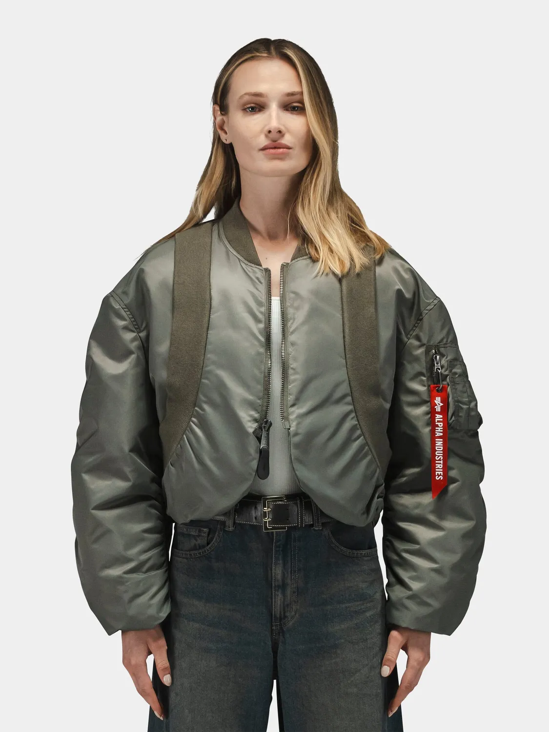 Alpha Industries MA-1 Knit Rib bomber gris femme