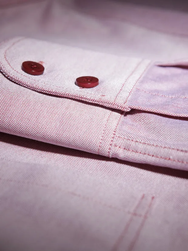 Hollington chemise oxford coton col mao carmin