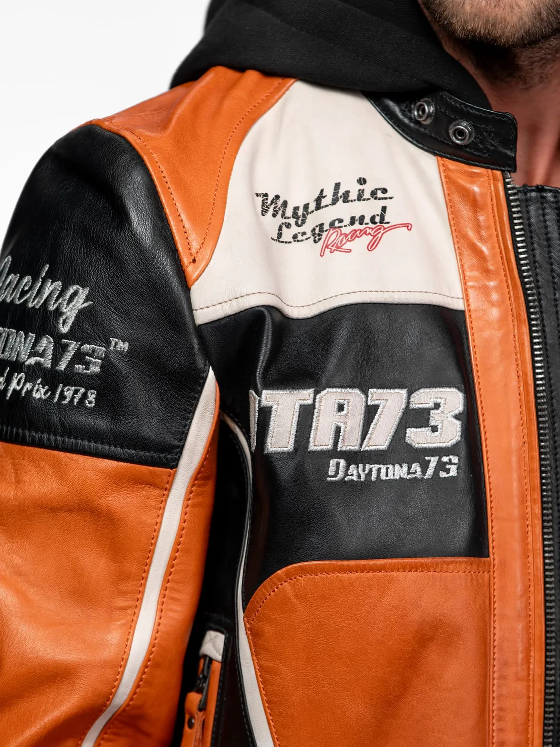 Daytona Perez blouson motard orange brûlé