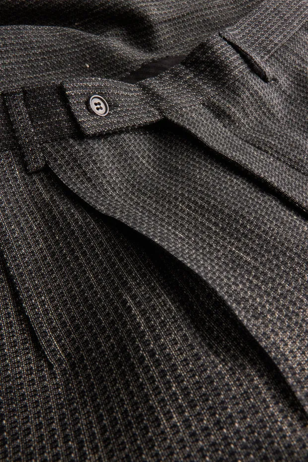 Hollington pantalon caviar laine taille haute noir-cendré