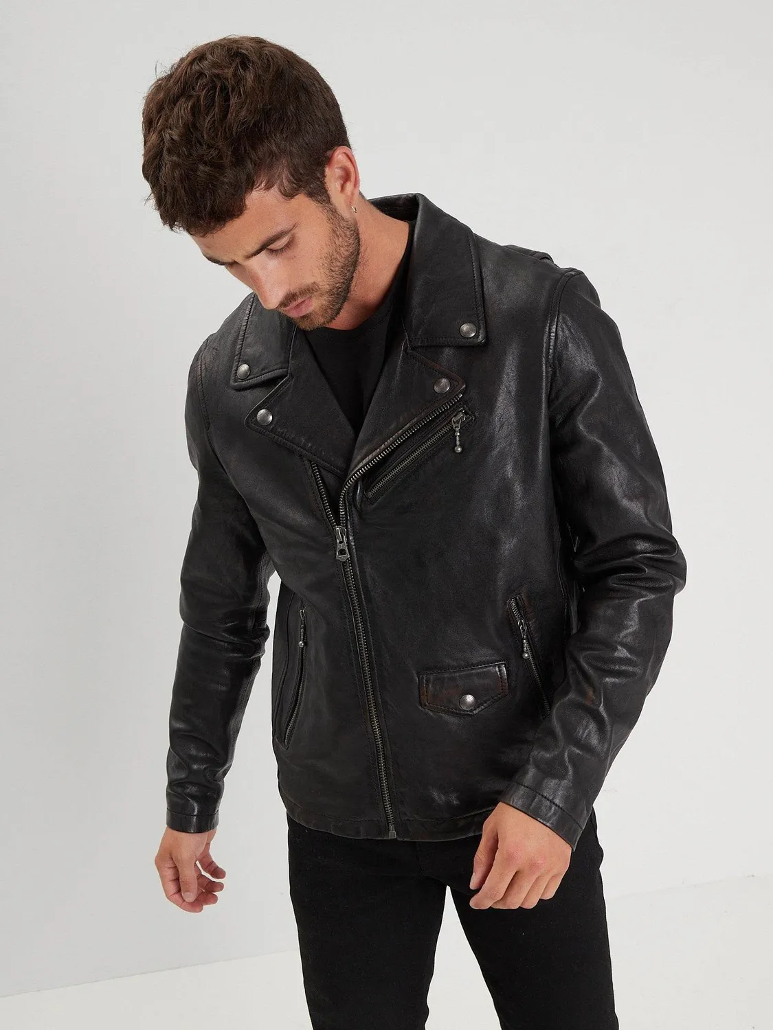DAYTONA Miami blouson cuir agneau noir biker
