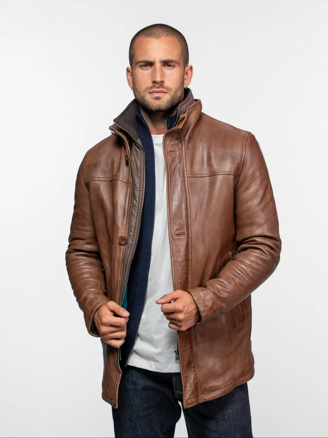 DAYTONA Tyler veste cuir agneau noir col montant