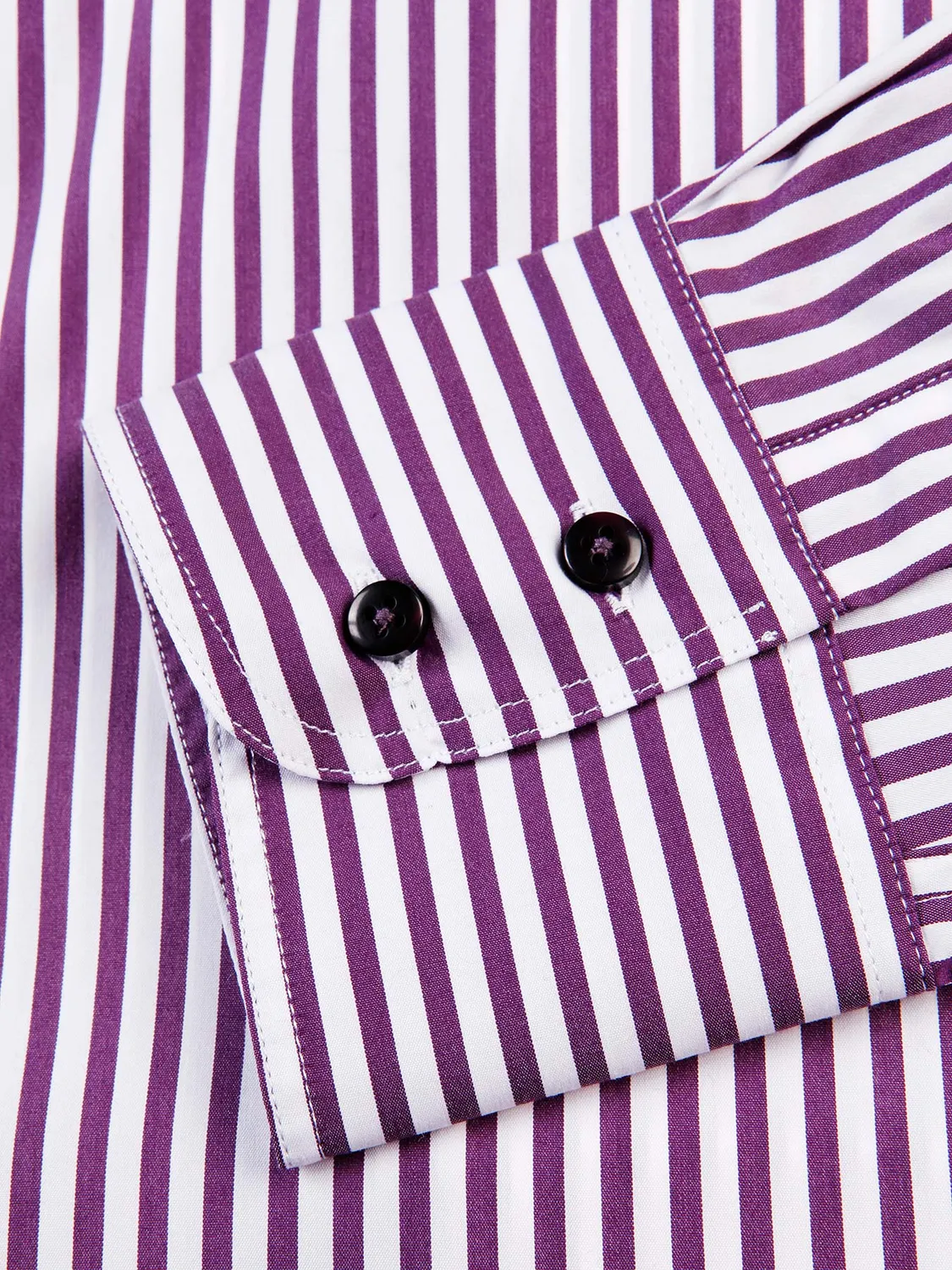 Hollington chemise col mao slim rayures plum popeline stretch