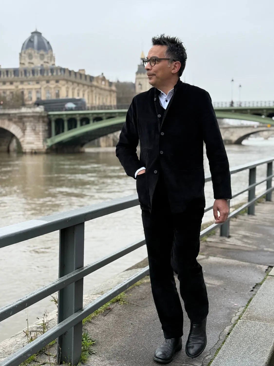 Hollington Architecte veste velours laine noir