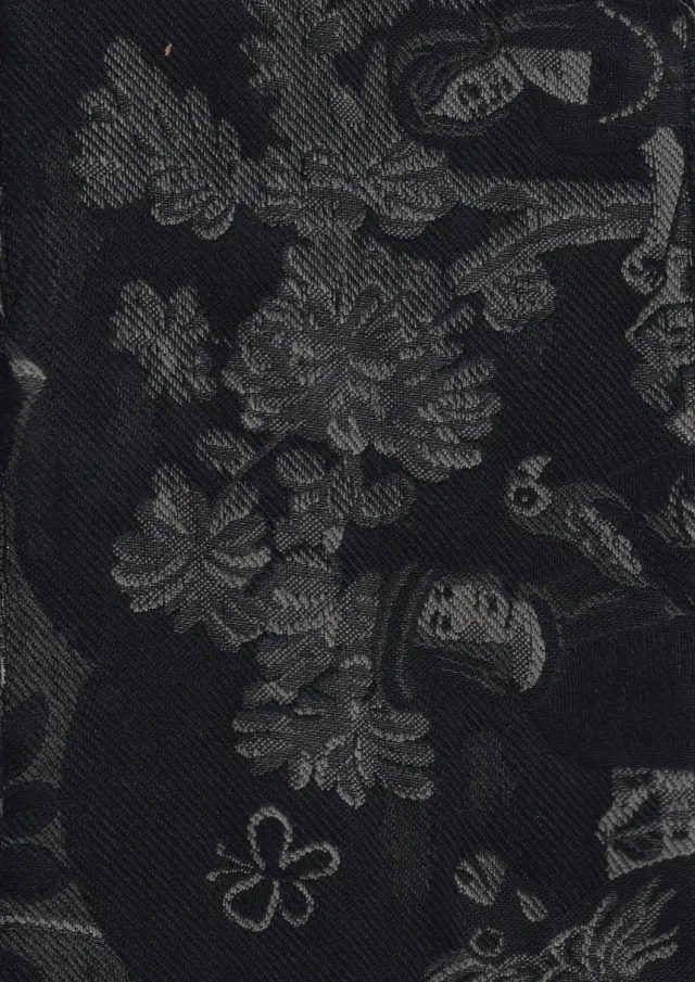 Hollington tissu scène médiévale noir gris au mètre