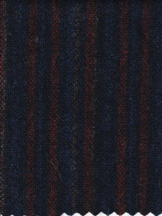Hollington tissu drap laine bayadères marine bordeaux 2 m