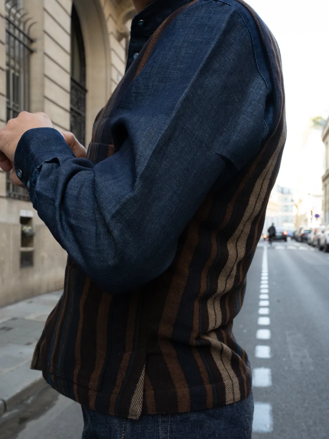 Hollington teddy wool bayadère gilet taille 52 hivernal