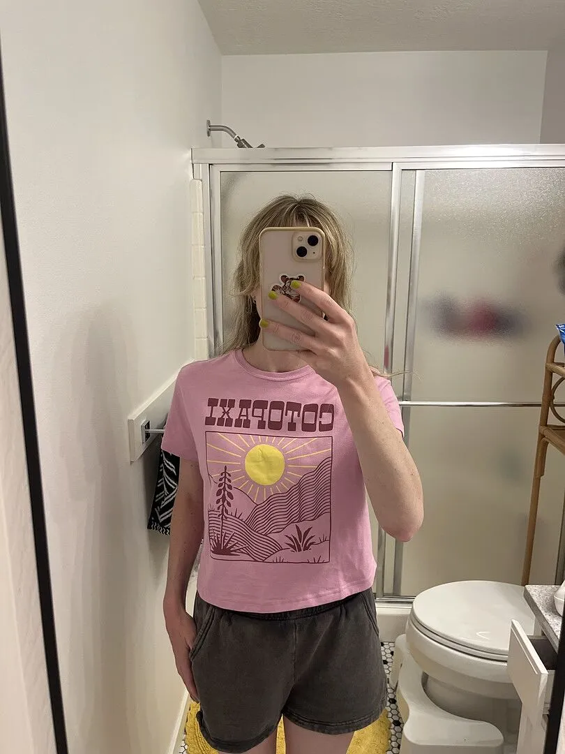 Cotopaxi Western Hills Crop T-shirt femme orchid bloom coton bio