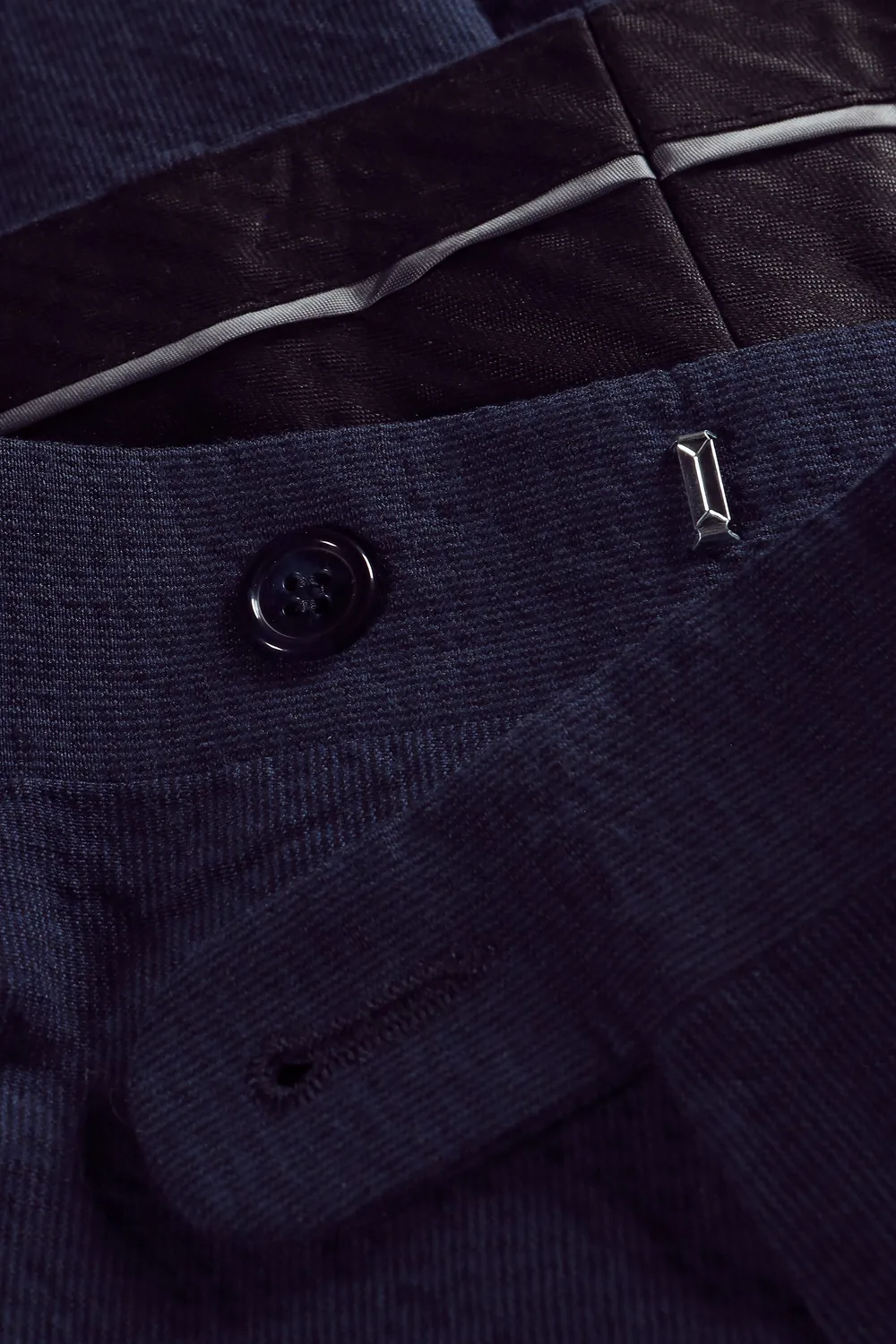 Hollington Siza pantalon seersucker bleu marine coton-lin