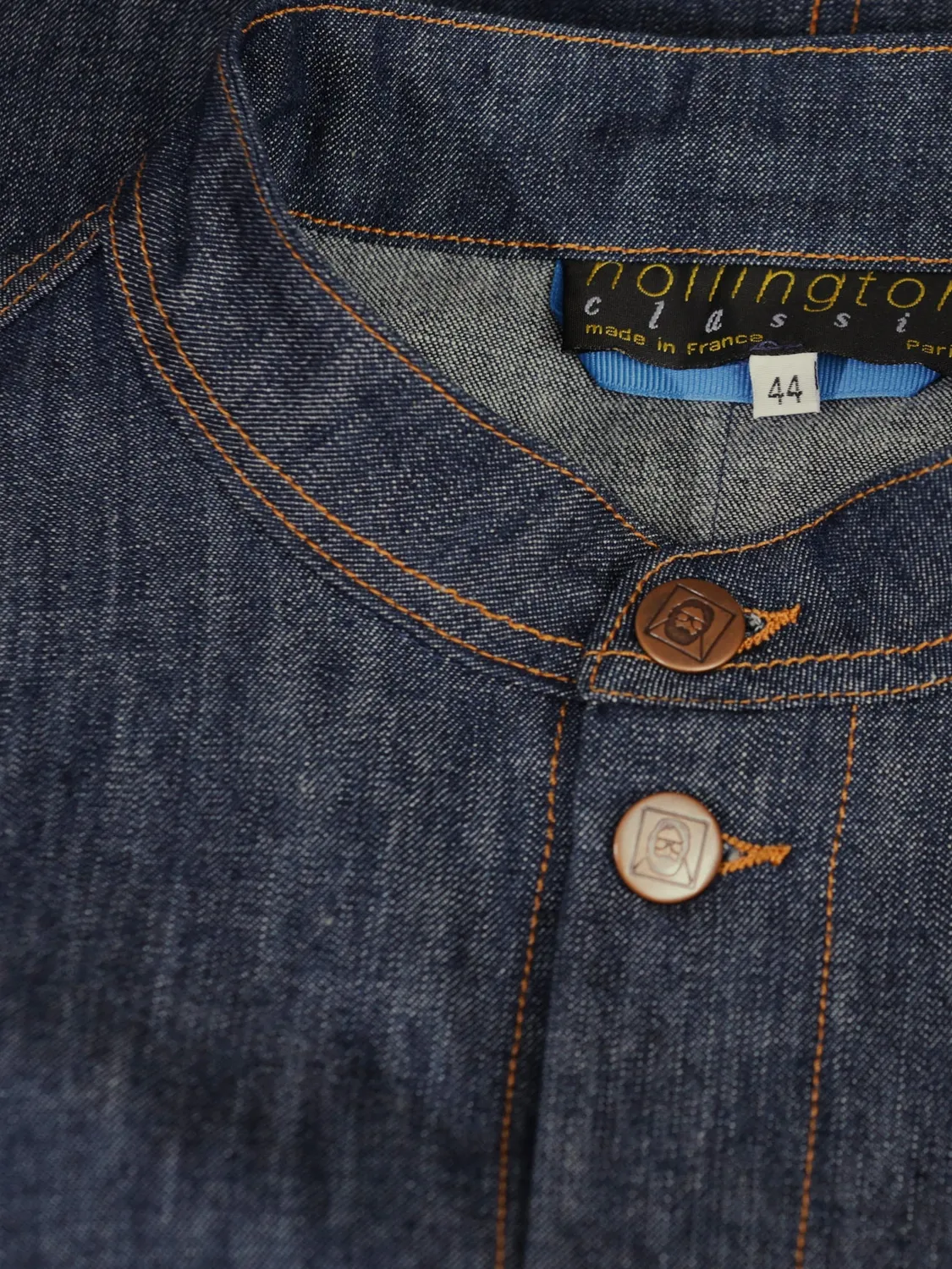 Hollington Naipaul veste denim indigo col officier 42