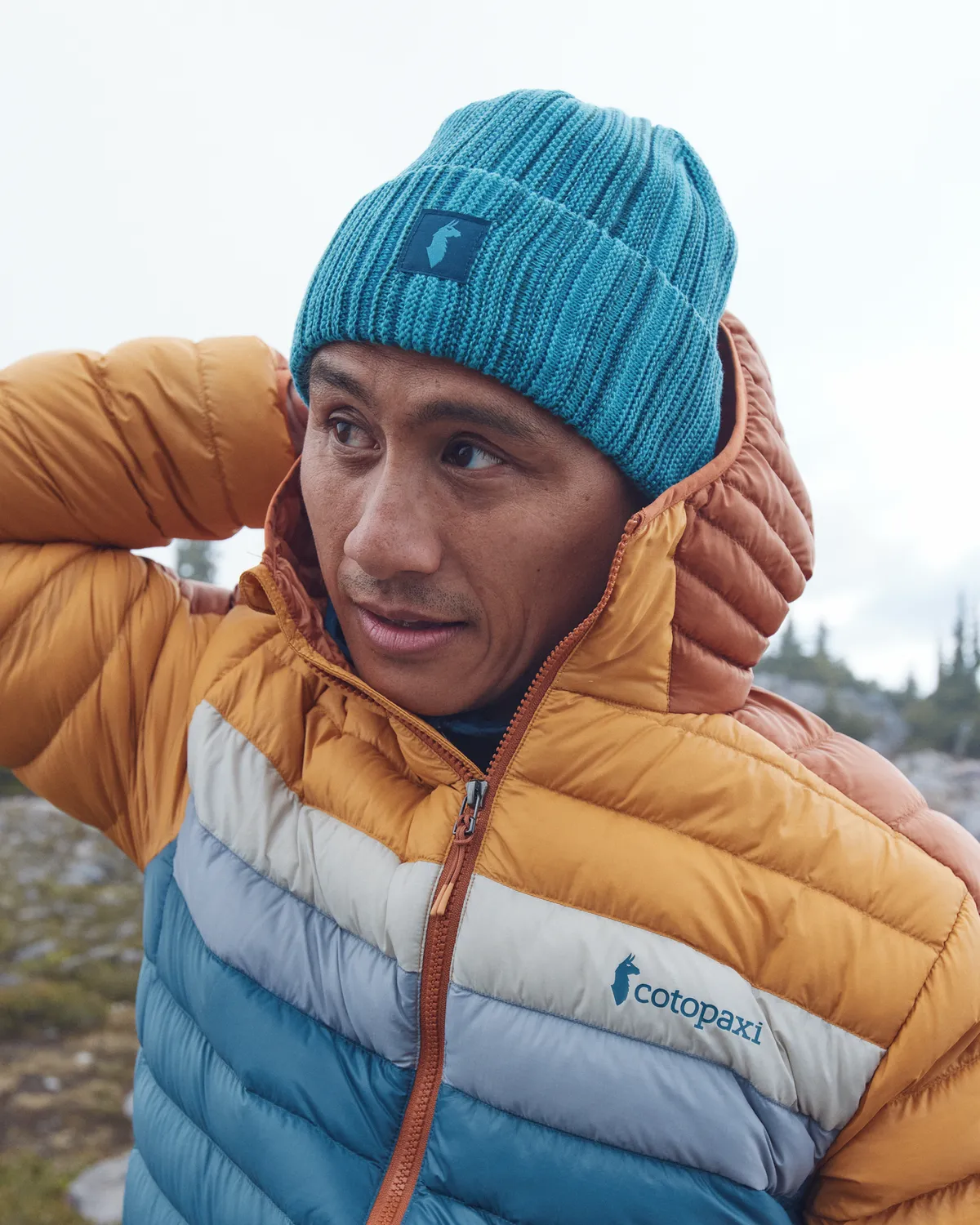 Cotopaxi Vertical Stripe bonnet Indigo Deep Ocean rayé