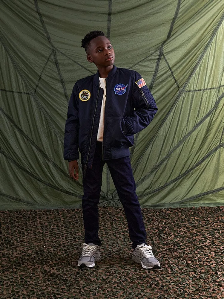 Alpha Industries NASA MA-1 blouson bomber enfant bleu replica