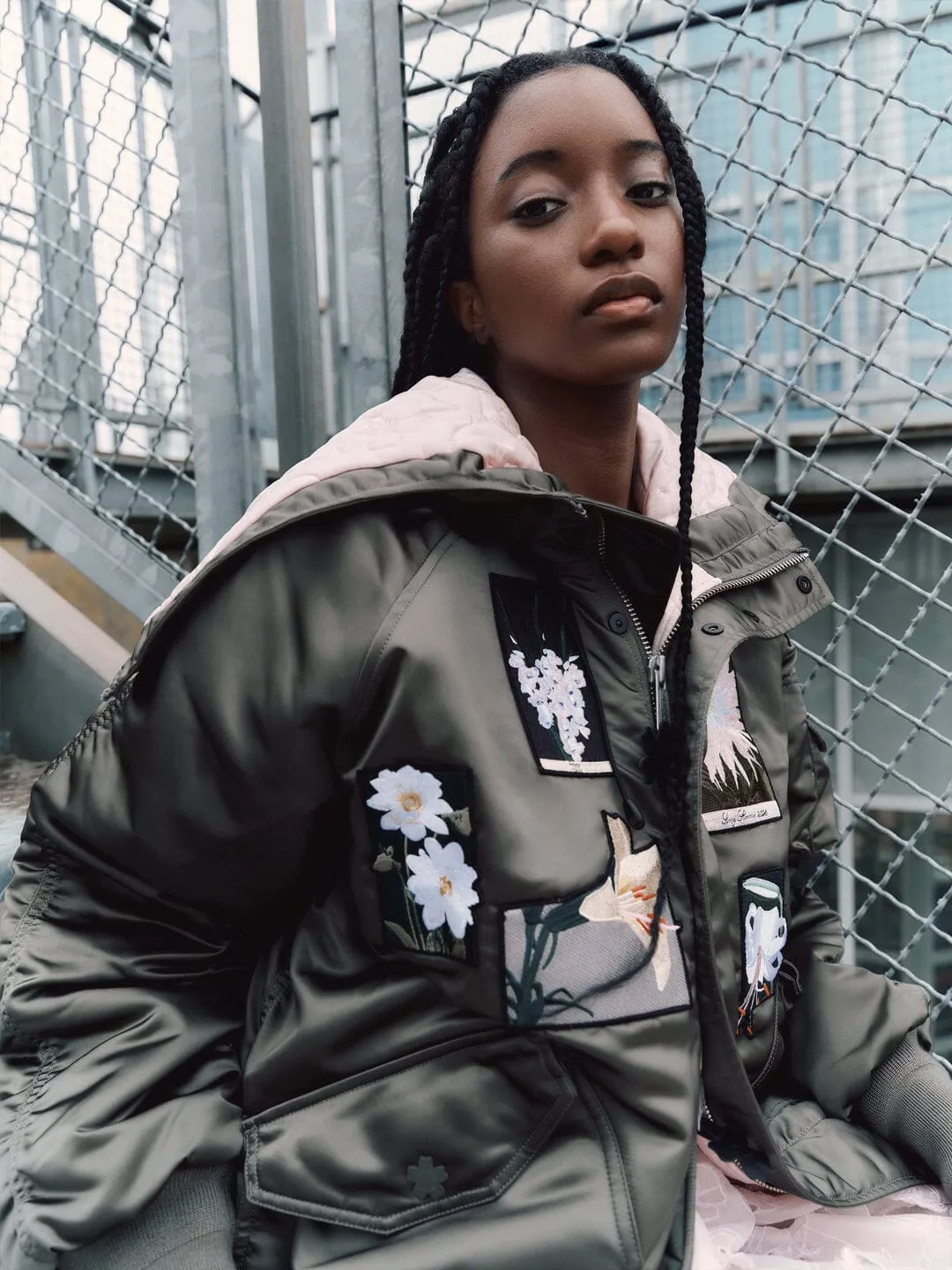 Alpha Industries N-2B Cecilie Bahnsen parka vert fleurs