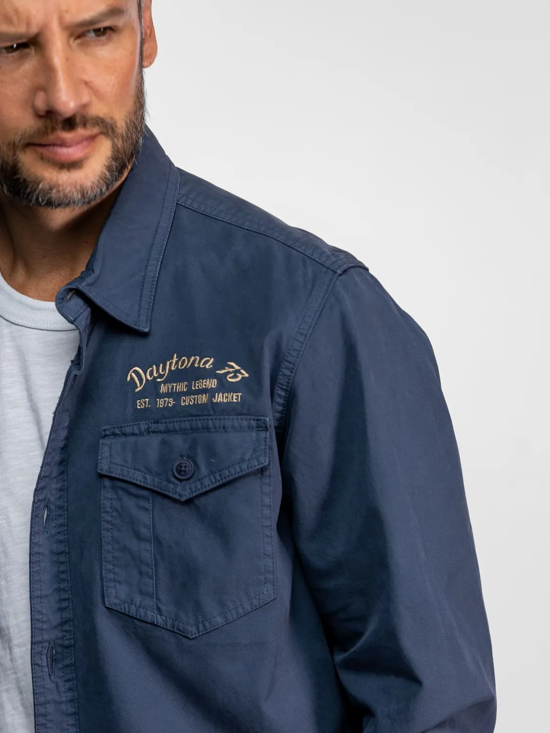 Daytona Akrono chemise homme coton vintage blue boxy