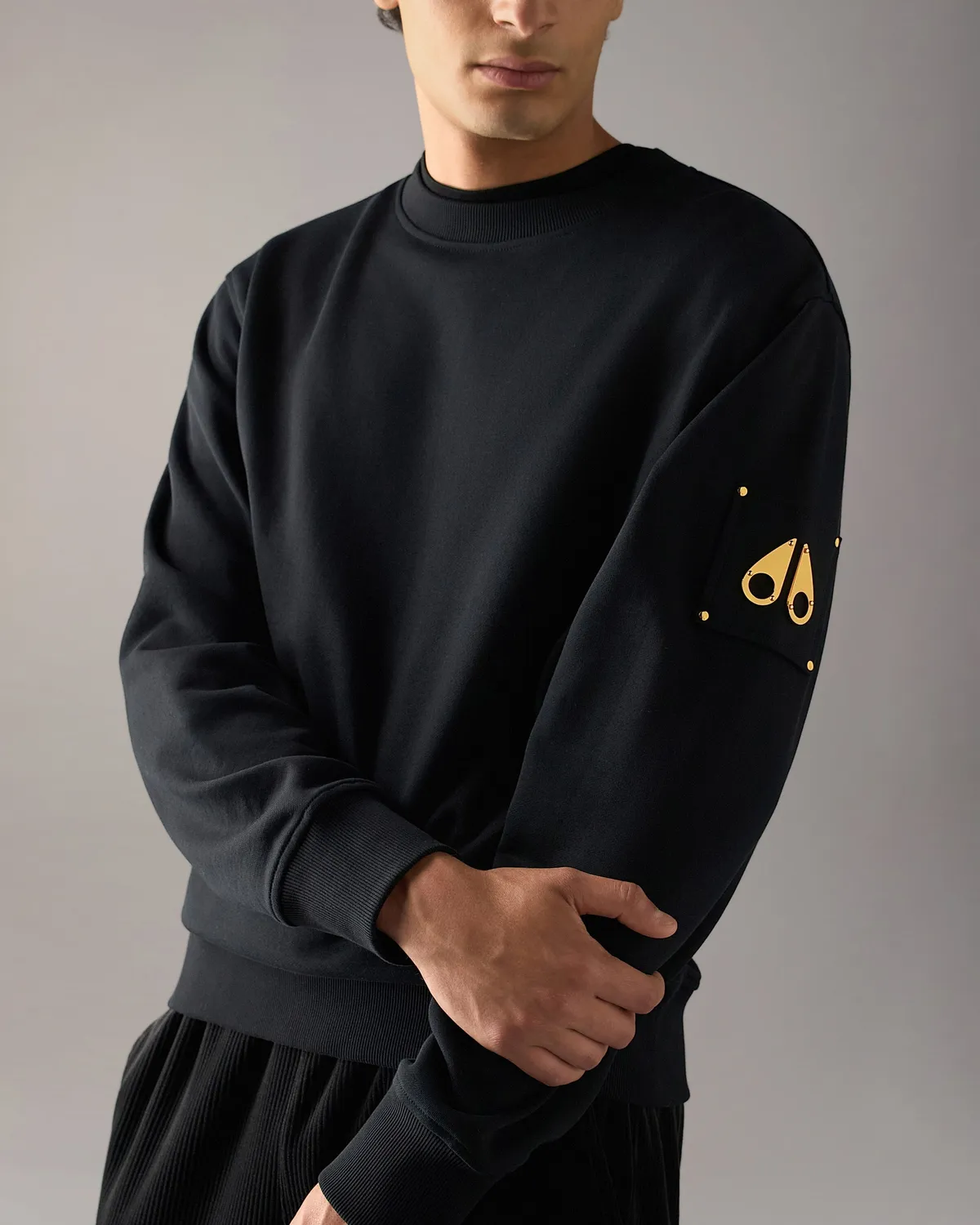 Moose Knuckles Gold Series Hartsfield Sweatshirt noir col rond