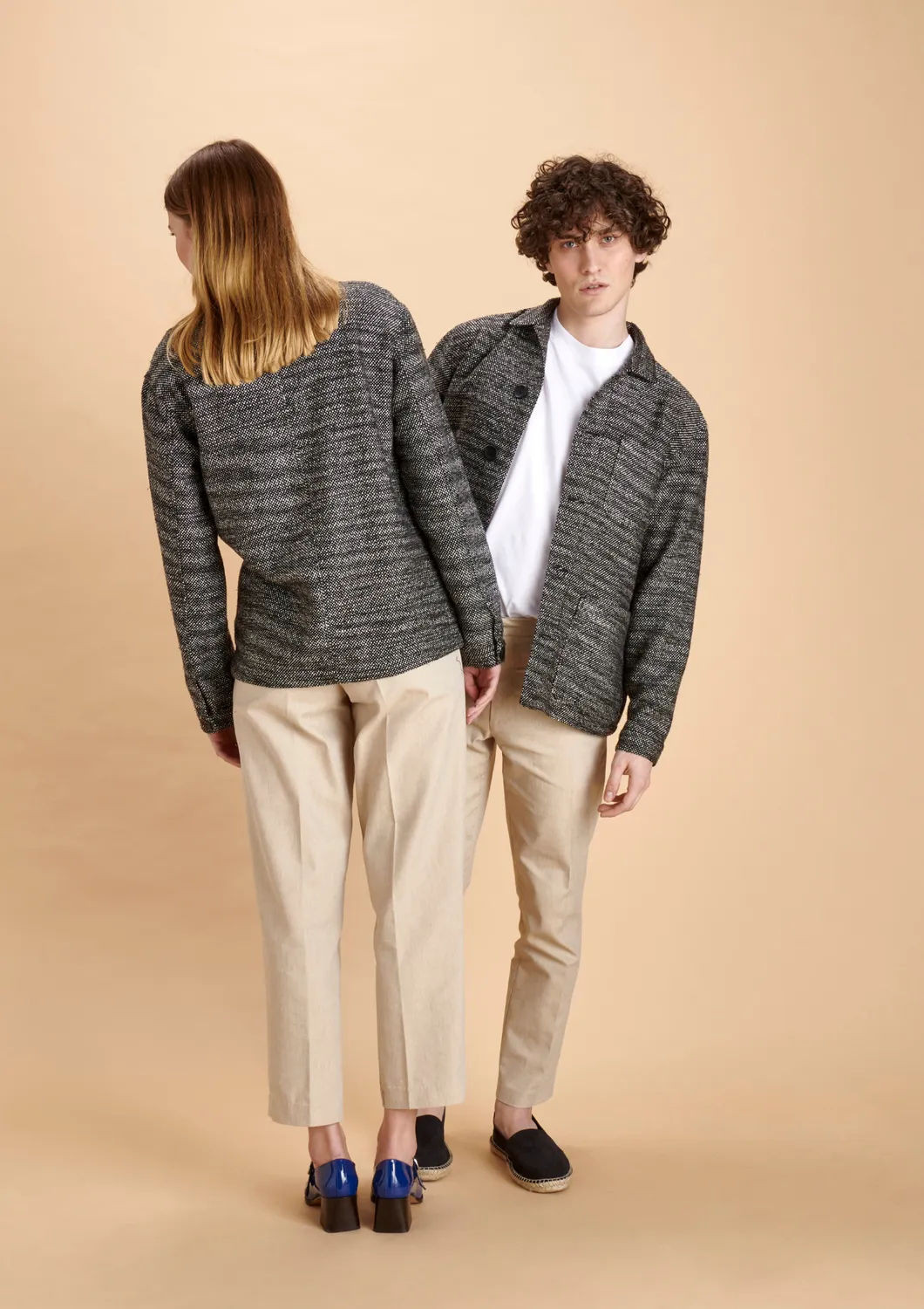 Soubacq Bleu Thistle veste de travail tweed