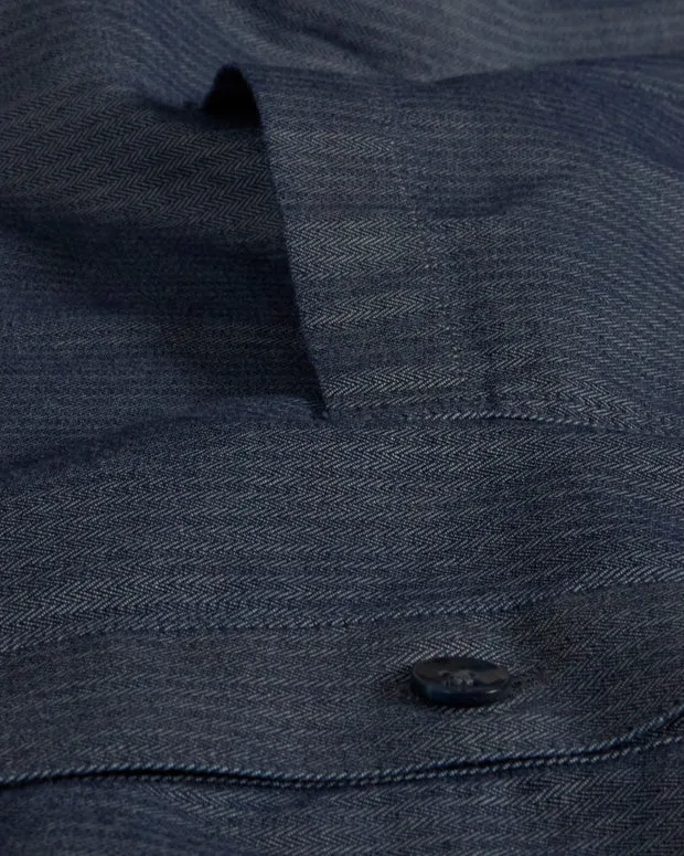 HOLLINGTON chemise col mao chevron denim homme