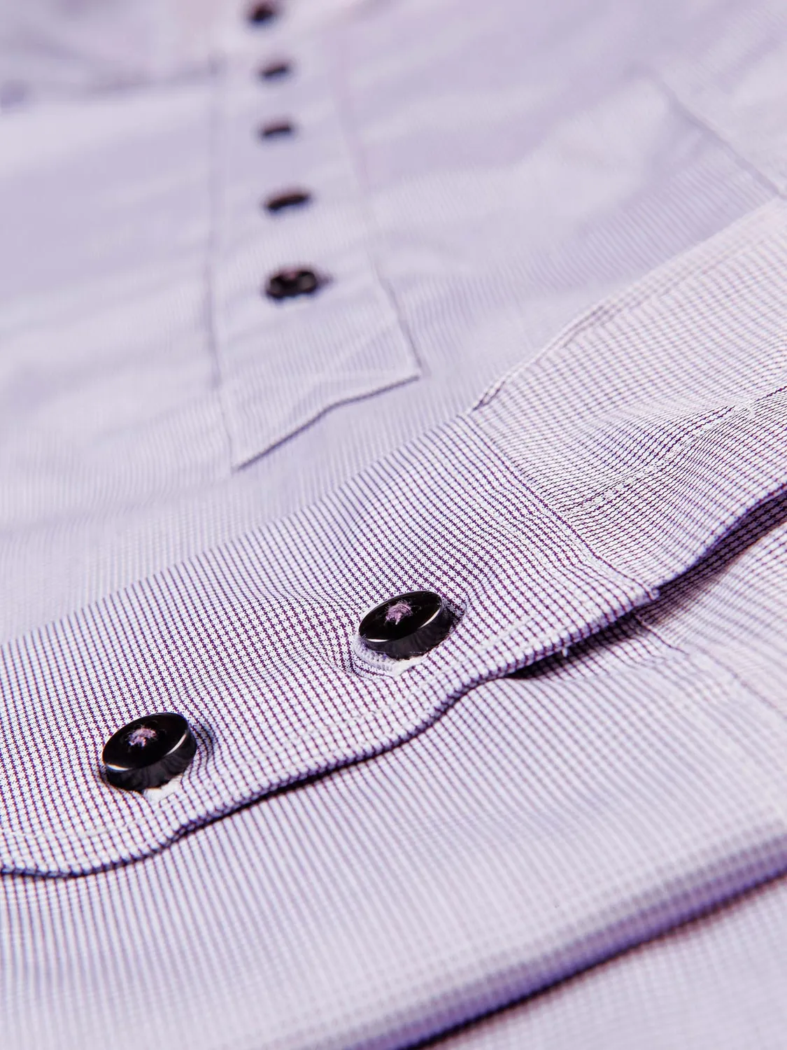 Hollington chemise slim col mao carreaux taille L coton