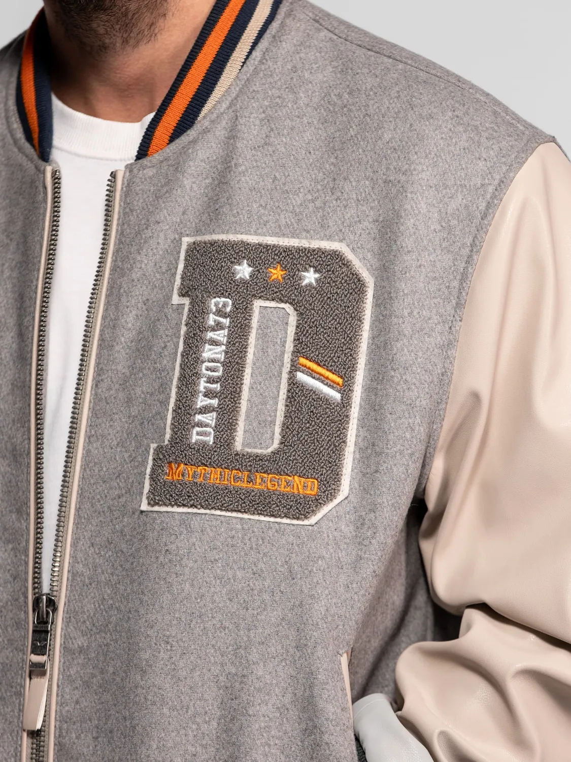 Daytona Grady bomber universitaire gris laine mélangée
