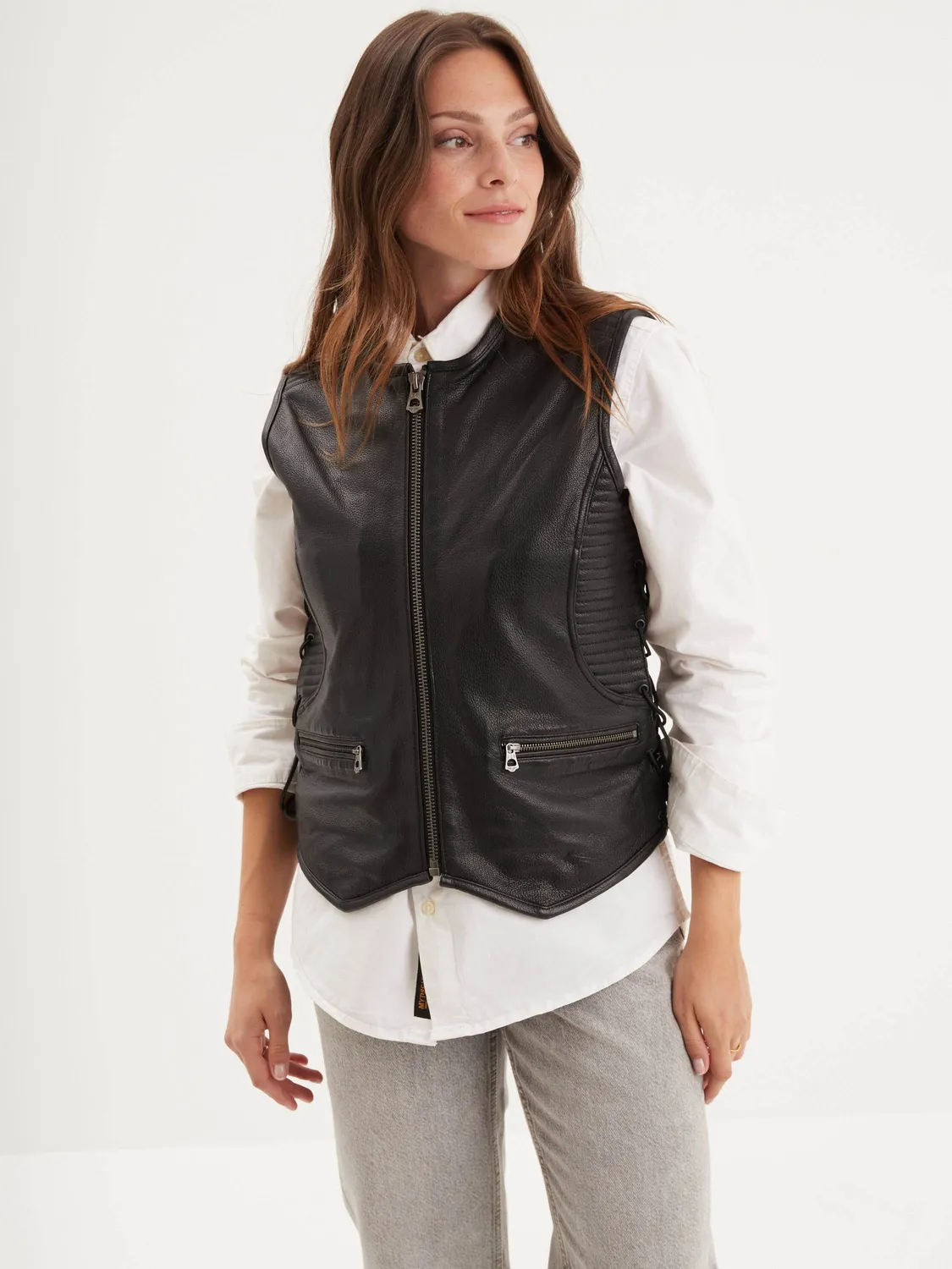 Daytona Free chapter gilet biker cuir noir femme