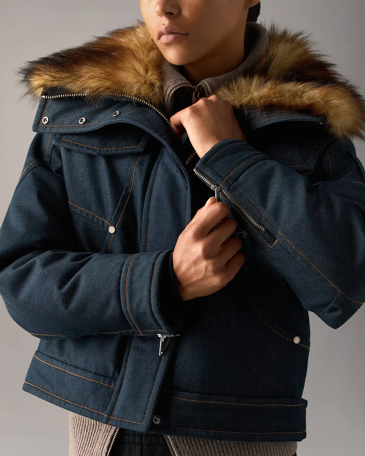Moose Knuckles Frontier veste jean denim matelassée duvet