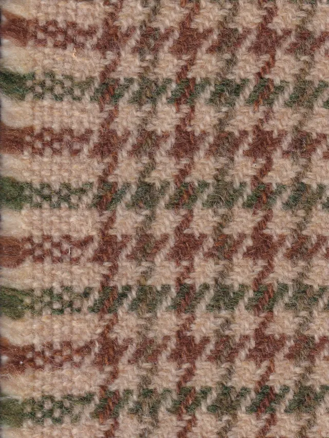 Hollington tissu drap laine pied-de-poule écru vert 5 m