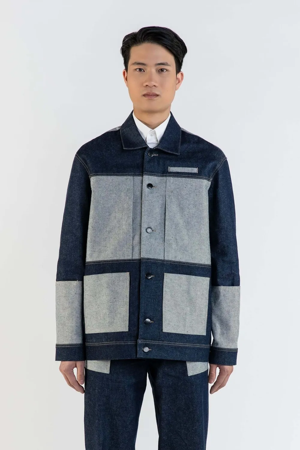 LEBRUN Worker Bleu Veste Coton Automne Hiver