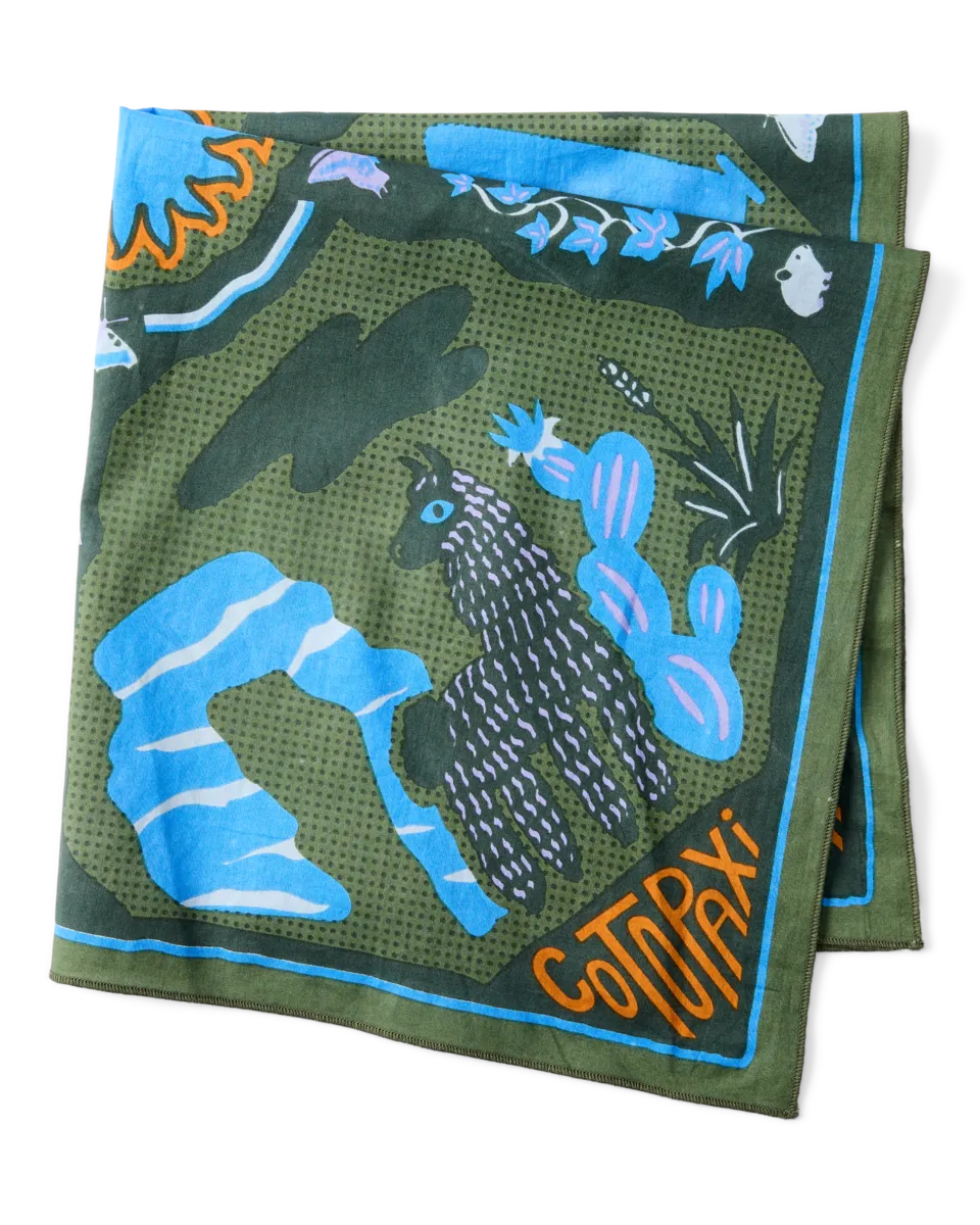 Cotopaxi Organic Cotton bandana Llama Camp coton bio