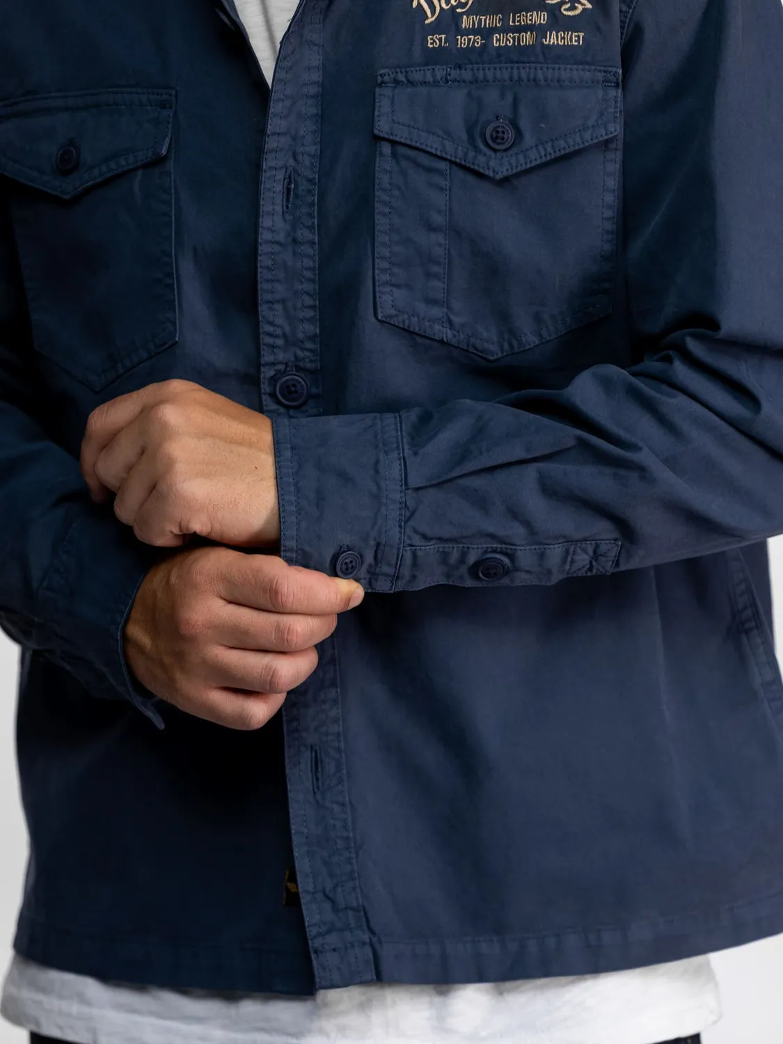 Daytona Akrono chemise homme coton vintage blue boxy
