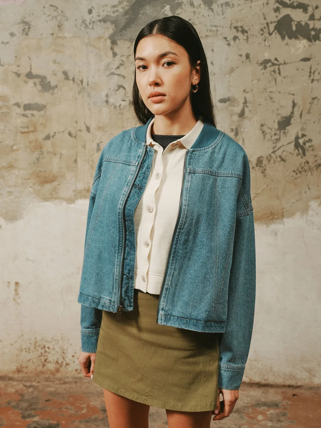 Alpha Industries Denim Relaxed blouson femme bleu denim