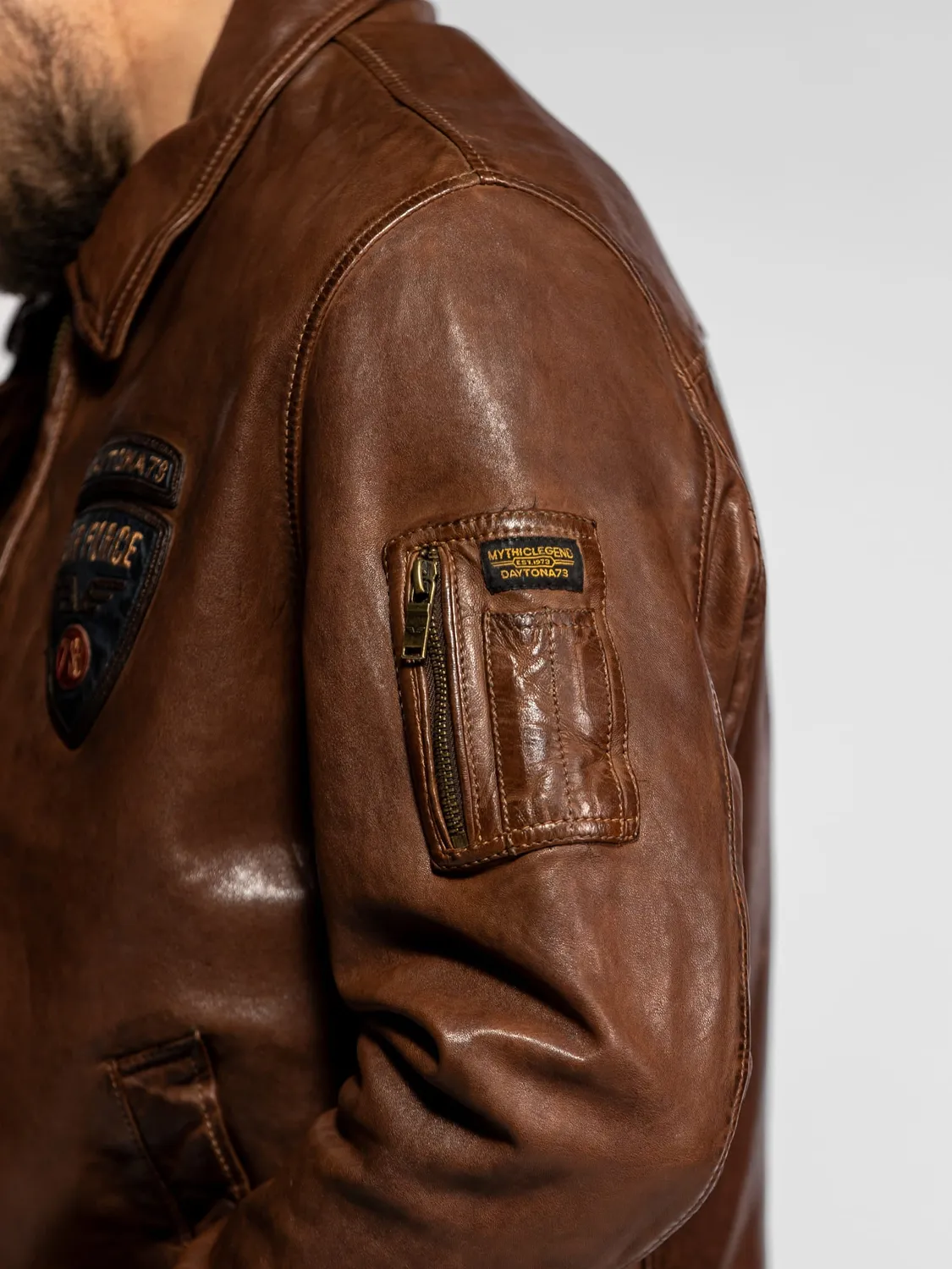 Daytona Fulton blouson cuir aviateur dark cognac agneau