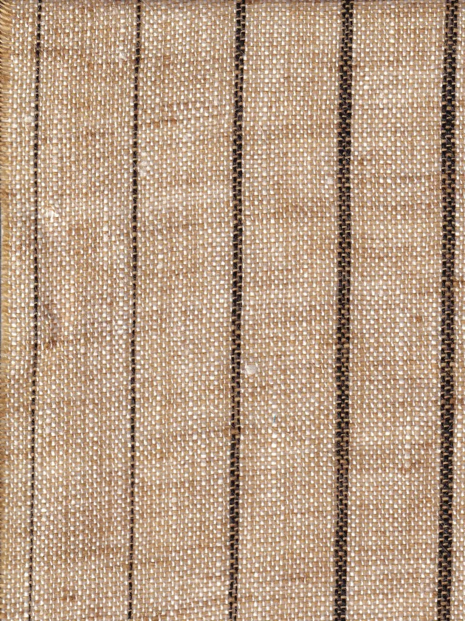 Hollington tissu toile pur lin sand rayures brunes au mètre