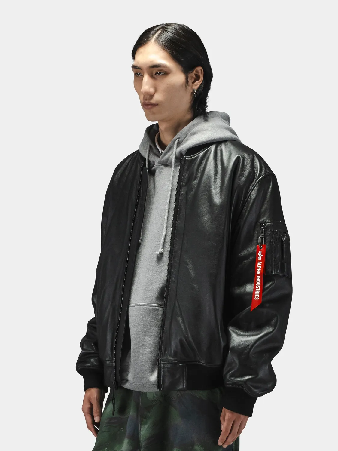Alpha Industries MA-1 blouson cuir véritable Hickory