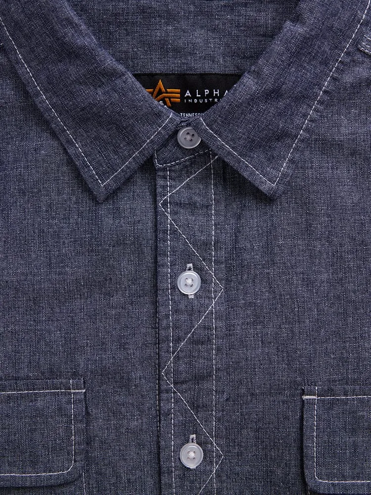 Alpha Industries Multi Pocket chemise courte bleu chambray