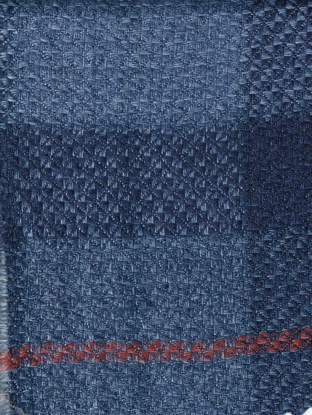 Hollington Tartan Bleu Mer Orange tissu lin 8 m pur lin