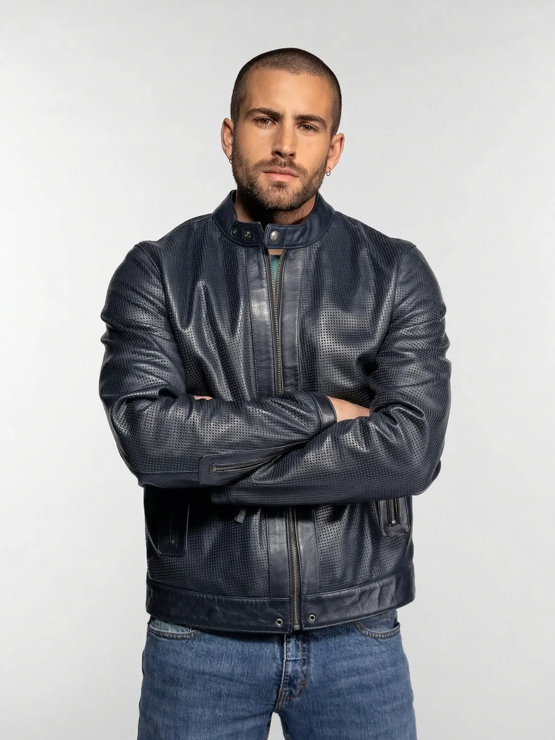 Daytona Berrien blouson cuir perforé noir