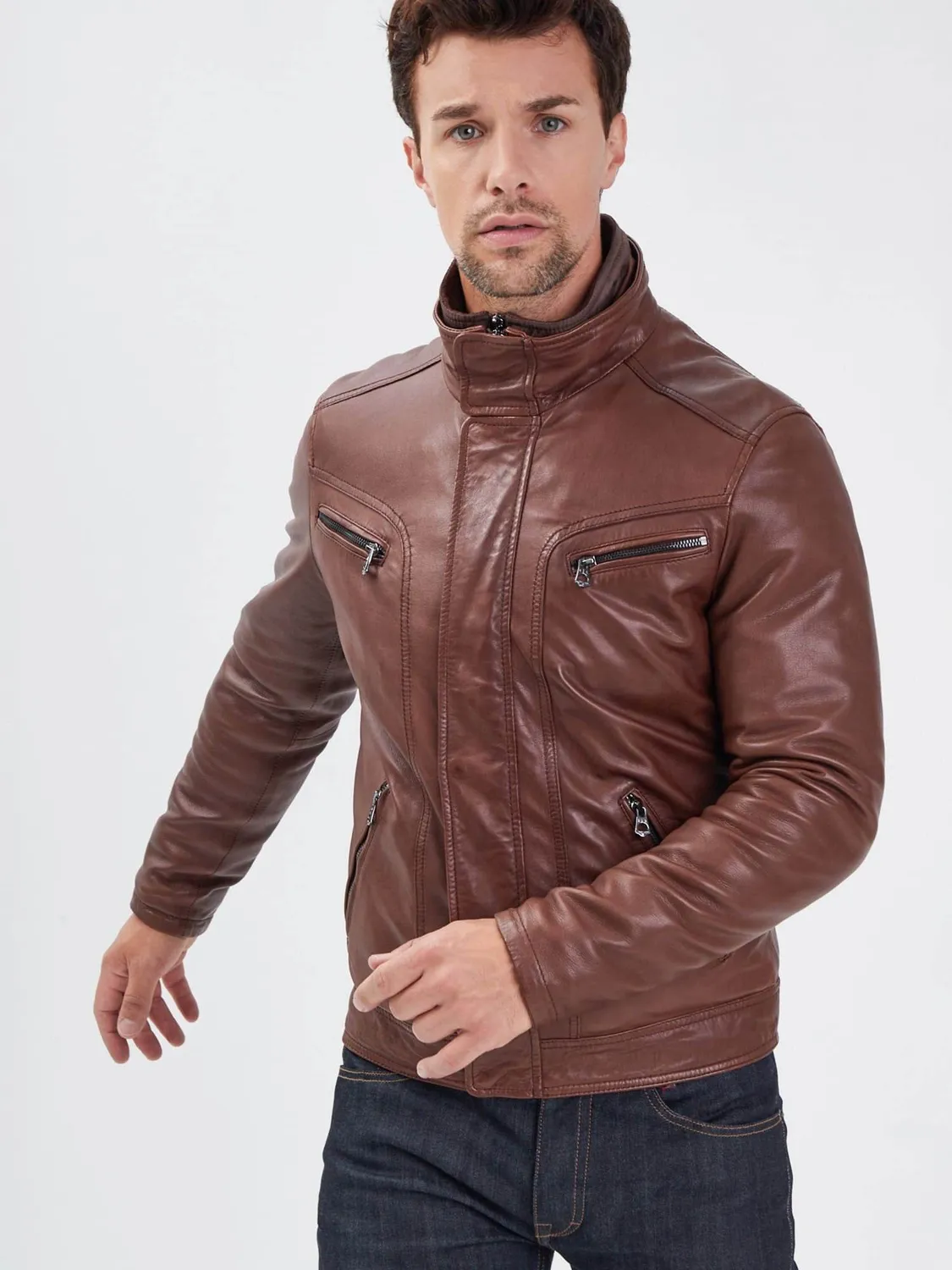 Daytona Falconero blouson cuir noir col montant