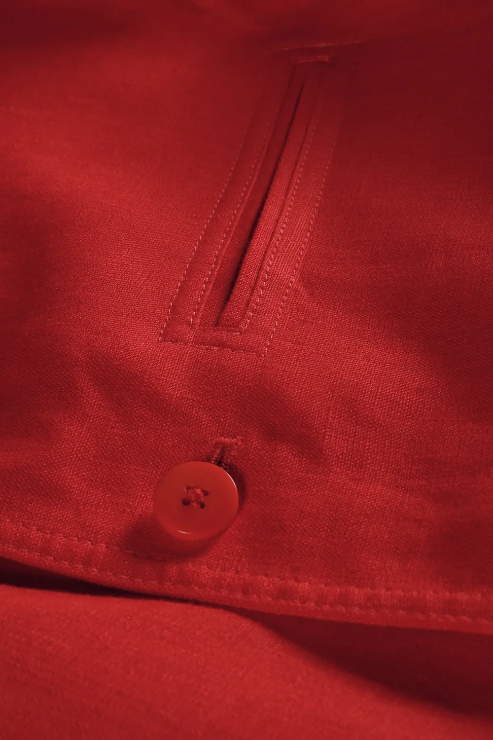 Hollington Megève veste lin rouge col officier 46