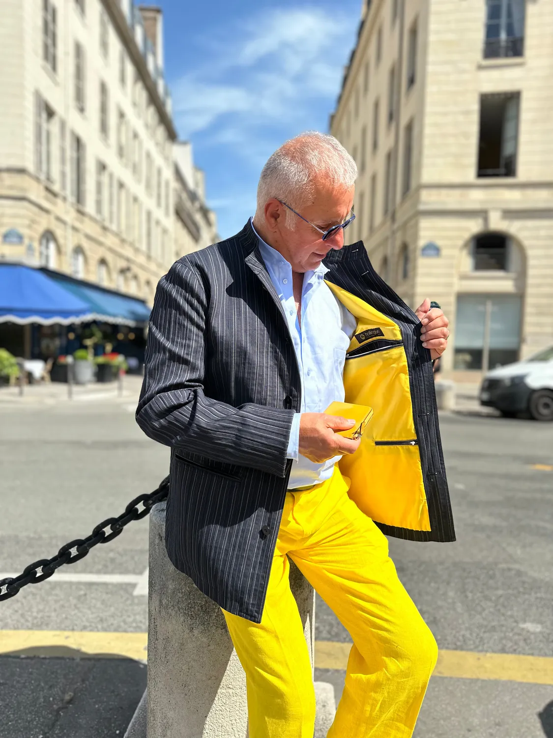 Hollington veste Megève coton stretch rayures gold bleu