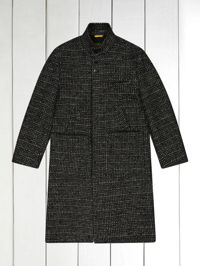 Hollington manteau long Lund laine mohair noir