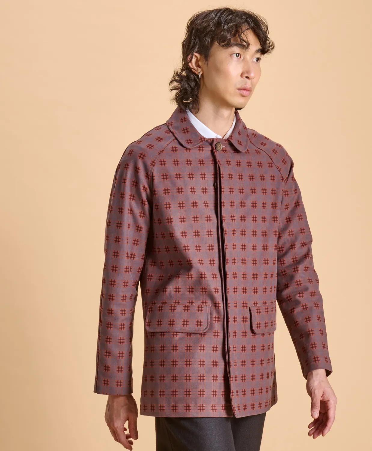 SOUBACQ Boulogne trench gabardine pourpre carreaux