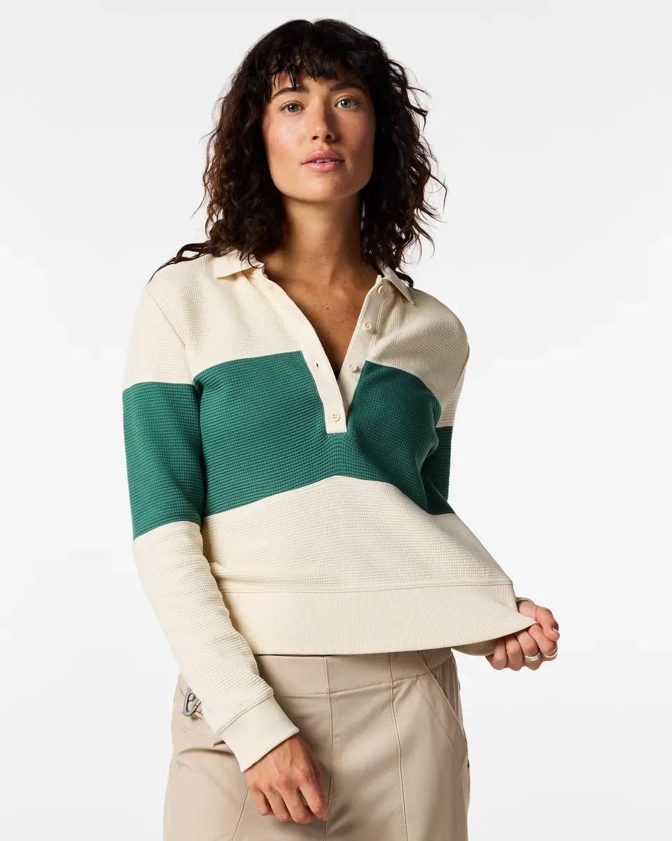 Cotopaxi Atajo Waffle polo femme Cream Juniper nid d'abeille