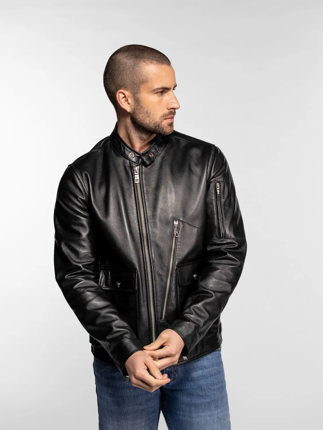 Daytona Wexford Blouson cuir moto mouton patiné noir