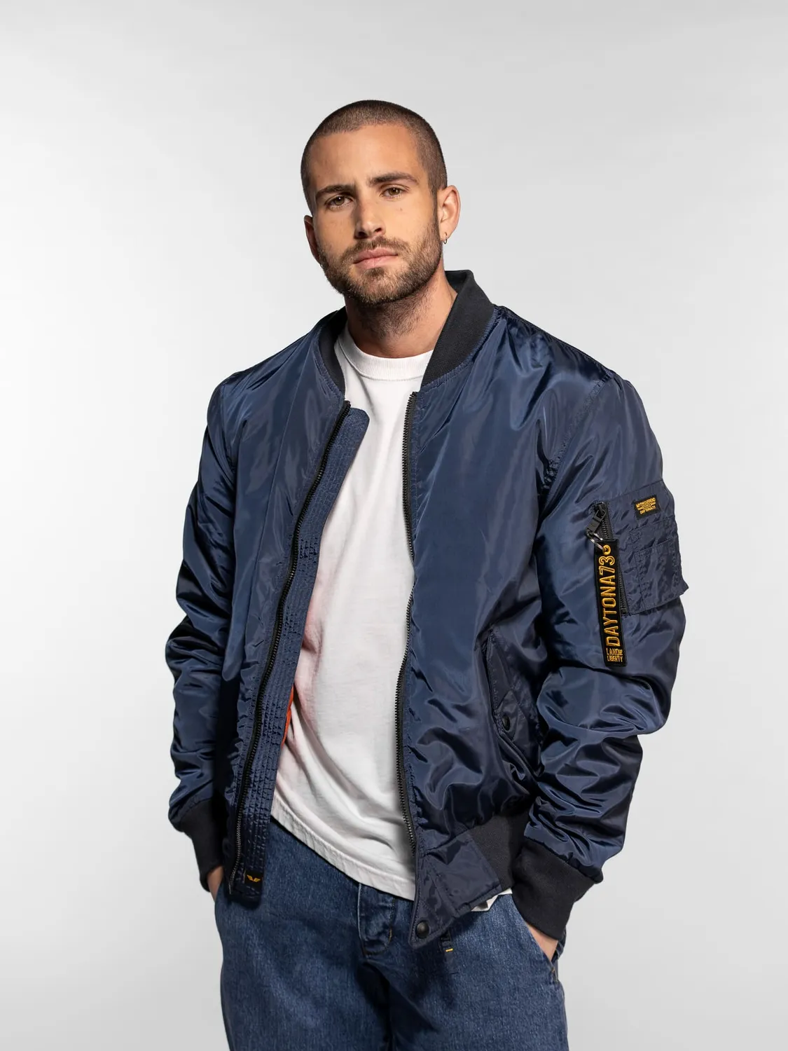 Daytona Ares bomber nylon MA-1 kaki doublure orange