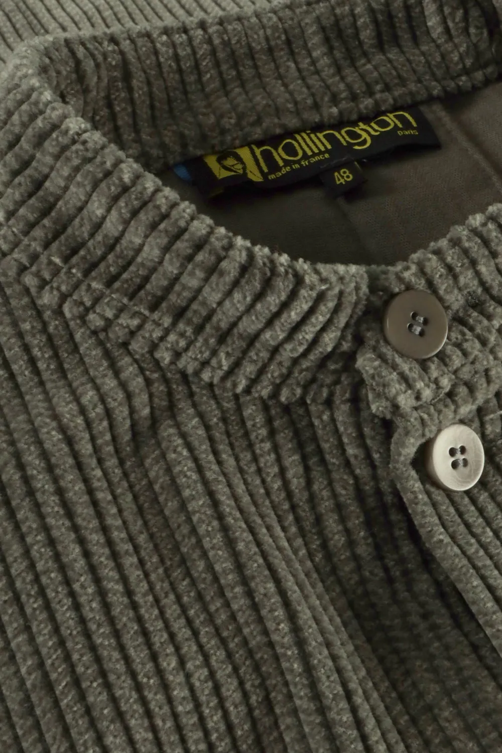 Hollington Naipaul veste velours coton gris chevrons